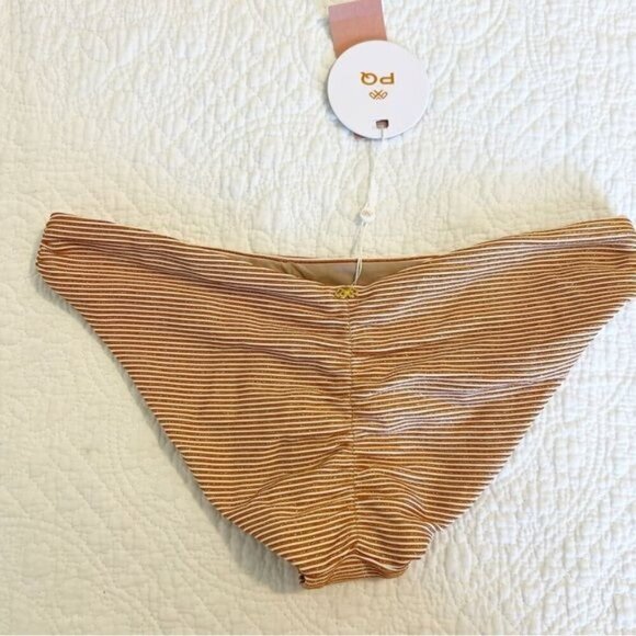 PQ Swim Aperol Stripe Bikini Full Bottom Gold Size Medium M NWT - Picture 5 of 8